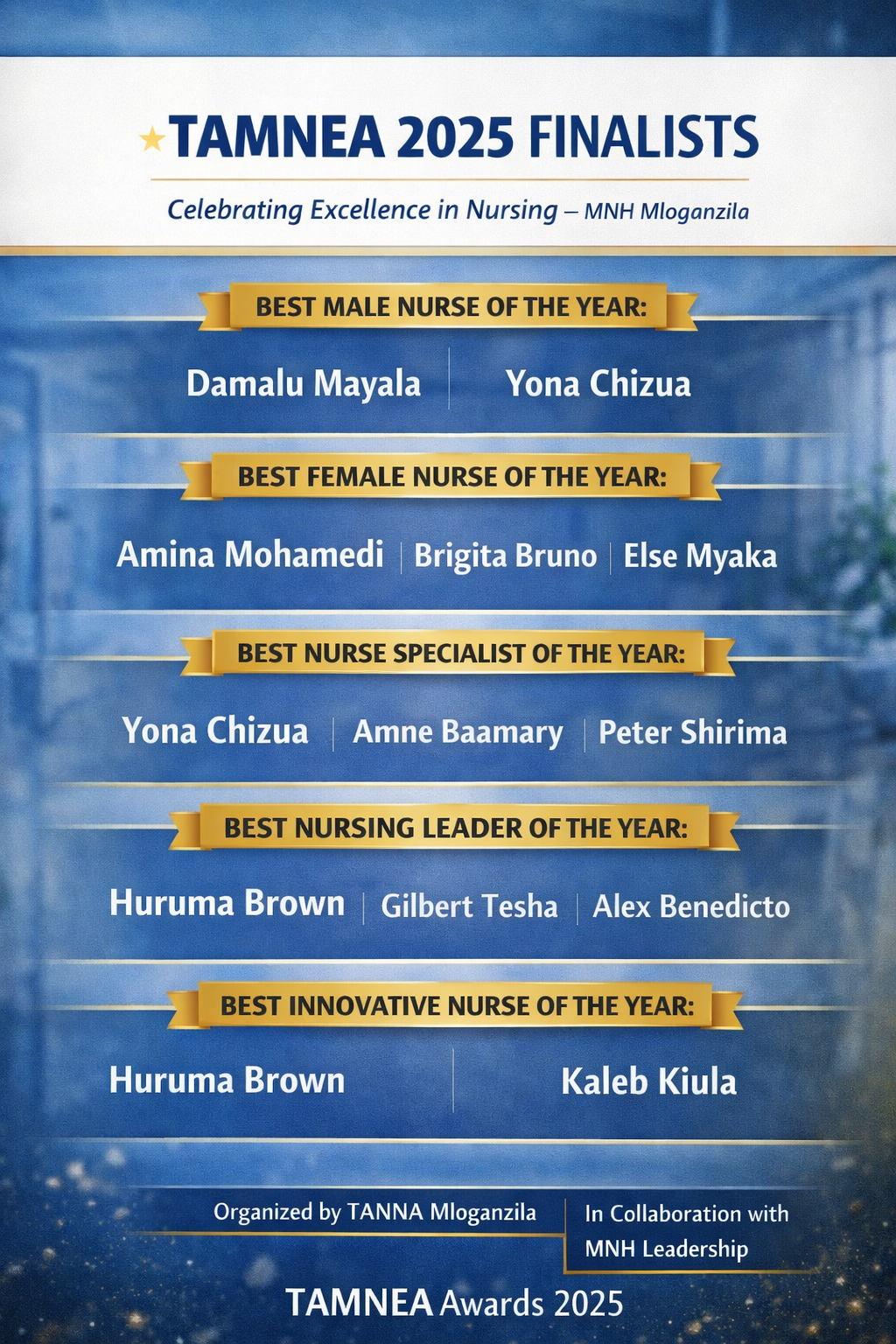 TAMNEA 2025 Finalists Announced: Celebrating Excellence in Nursing at Mloganzila